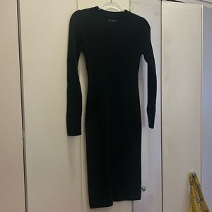 Gap black long sleeve midi rib sweater dress